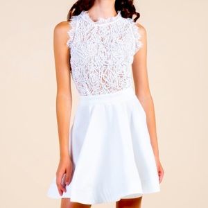 Baby blue lace flare cocktail dress